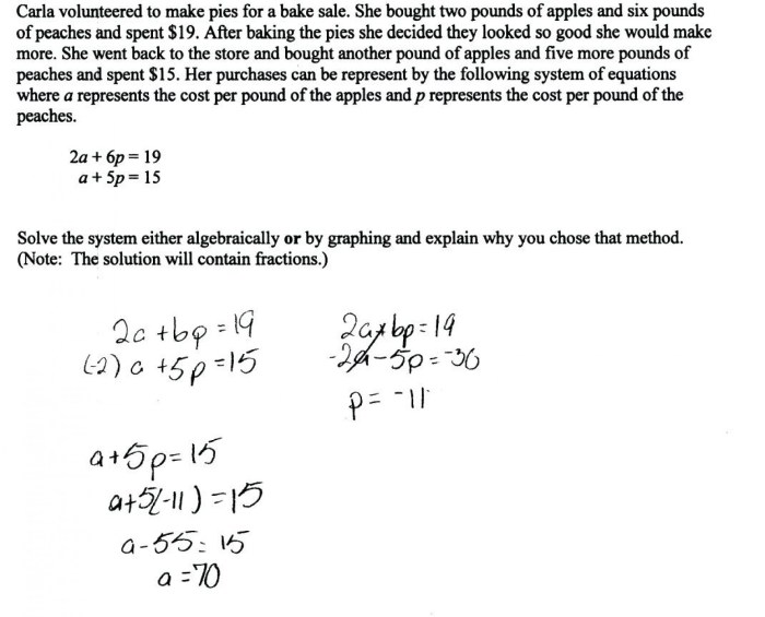 Systems of equations word problems answers