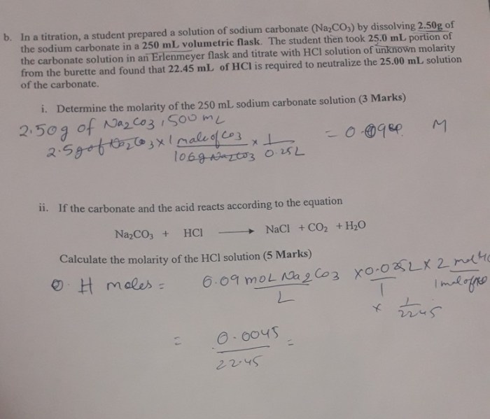 When a student adds 30.0ml of 1.00m hcl