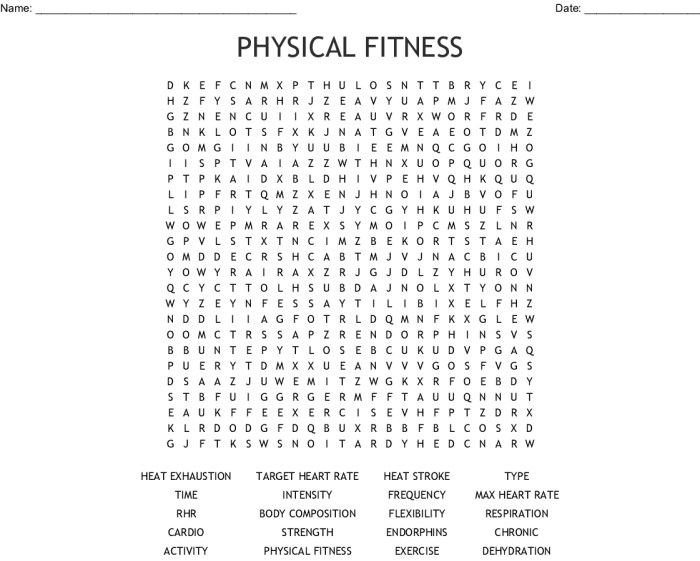 Physical fitness word search answer