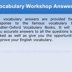 Answers for vocabulary workshop level a