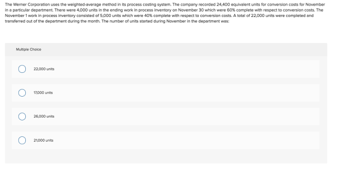 The werner corporation uses the weighted average